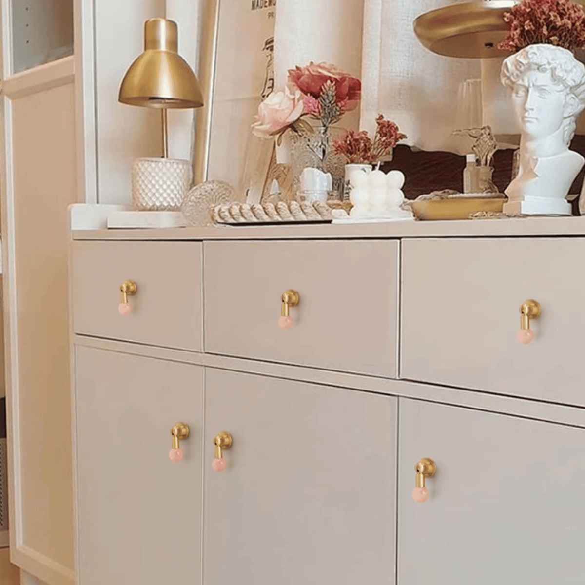 Kristallen Kastknop Amber – Messing en Glas Meubelgreep voor Kasten en Lades – Stijlvolle Decoratieve Kasthardware | Sulvida