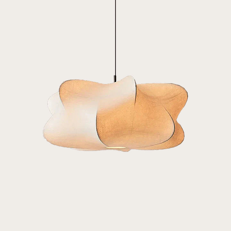 Zijden hanglamp met Japans geïnspireerd design LED warm wit licht voor woonkamer eetkamer salon modern interieur | Sulvida