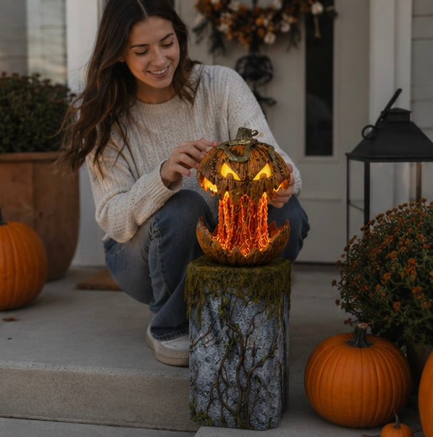 Geluid-Geactiveerde Pompoen met Verlichte Ogen voor Halloween Feest Decoratie en Griezelige Sfeer Creatie | Sulvida