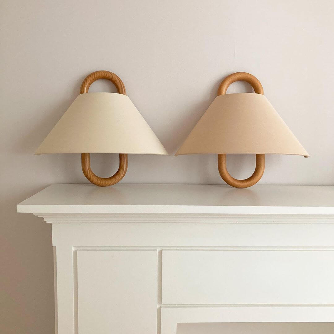 Wandlamp Massief Hout Halfronde Stoffen Kap Woonkamer Slaapkamer Sfeerverlichting Modern Design Warm Licht | Sulvida
