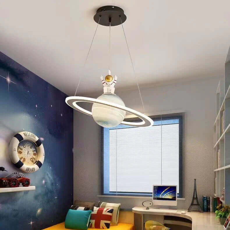 LED Hanglamp Kinderkamer Planeet met Ring Sterrenlicht Kosmisch Sfeerverlichting Ruimtevaart Jongens Meisjes | Sulvida