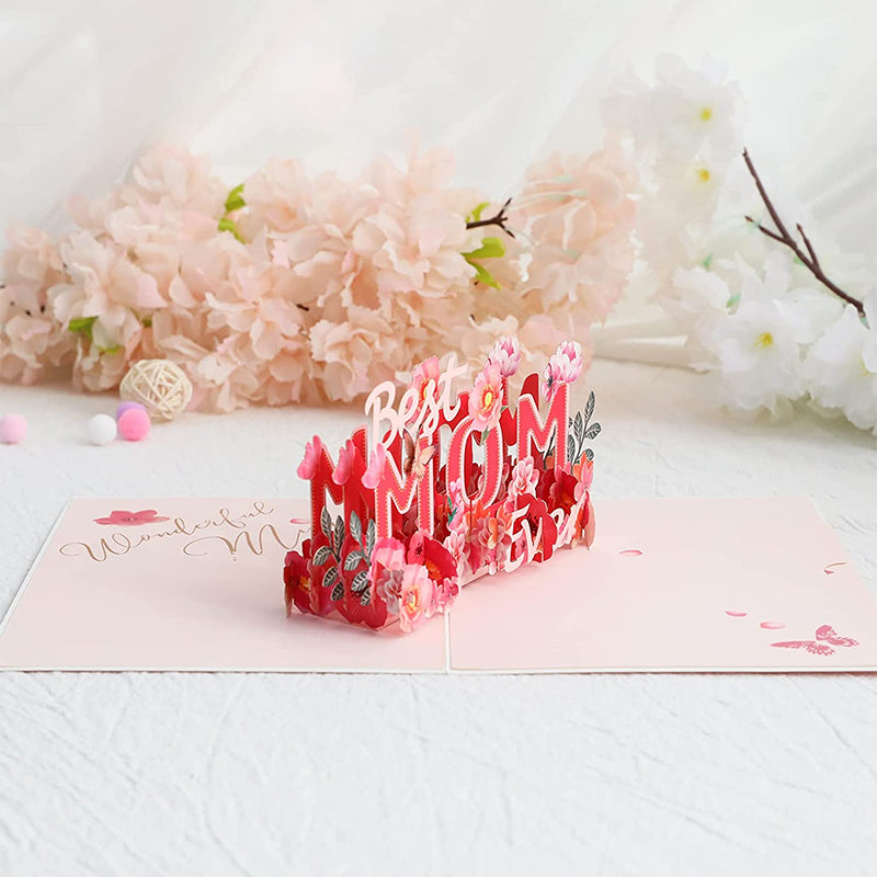 3D Pop-up Wenskaart met Bloemen voor Moederdag Verjaardag Jubileum Valentijn Liefde Felicitatie Cadeau | Sulvida