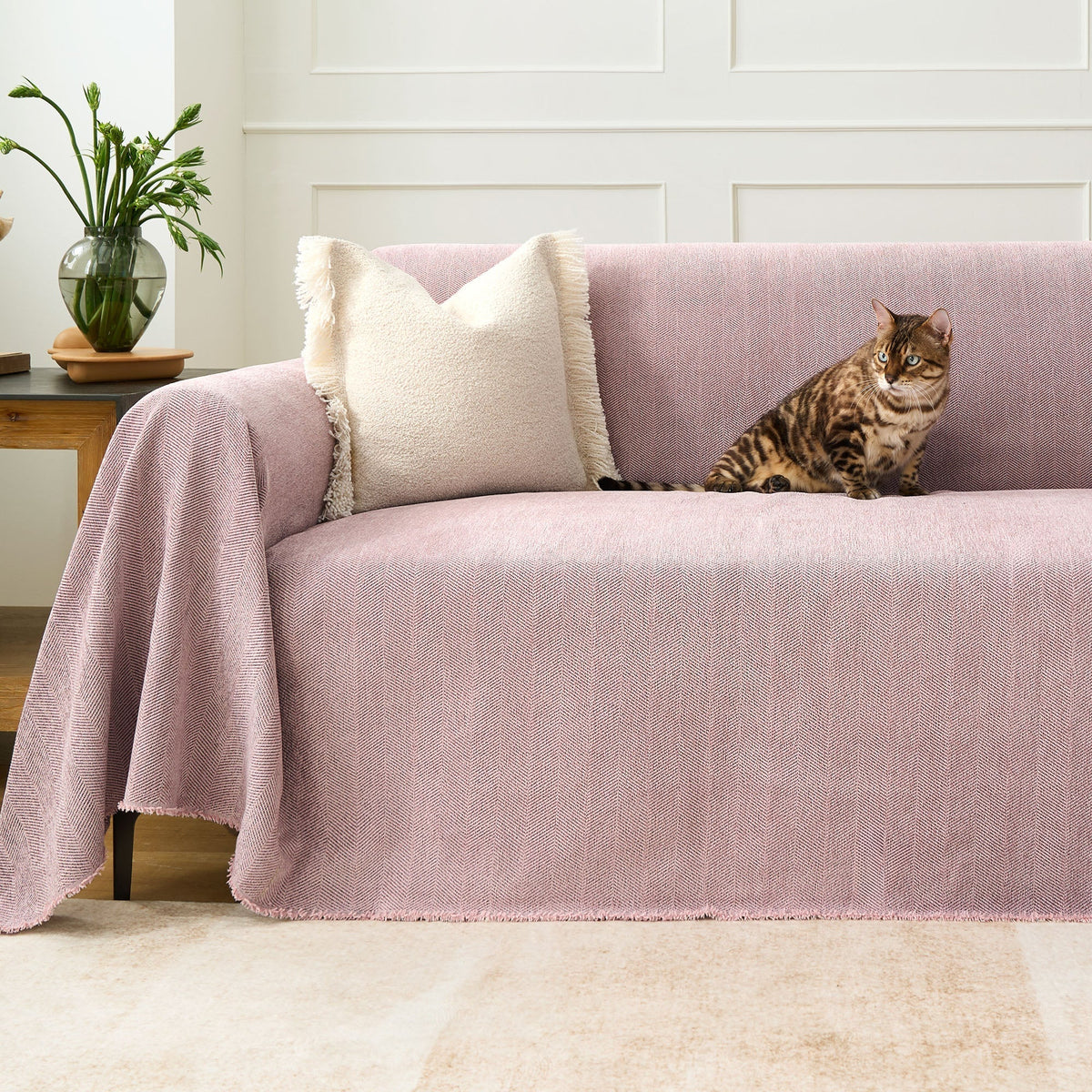 Geweven Bankhoes Visgraat Patroon Meubelbeschermer Huisdiervriendelijk Wasbaar Decoratief Sofa Woonkamer | Sulvida