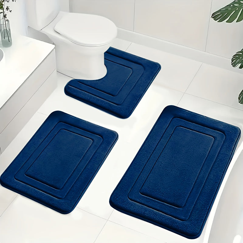 Memory Foam Badmattenset 3-Delig Antislip Zachte Absorberende Badmatten met U-Vorm Toiletmat Badkamer | Sulvida