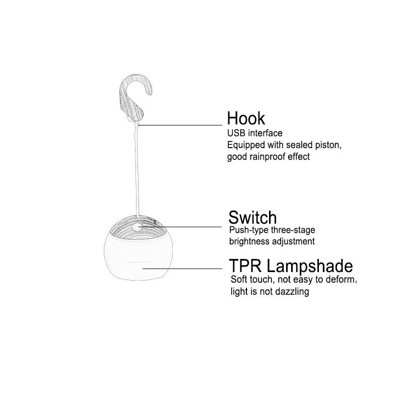 USB LED Buiten Hanglamp met Haak Draagbaar 12 Uur Tuinverlichting Camping Lamp Camping Dimbaar Buitenlamp | Sulvida