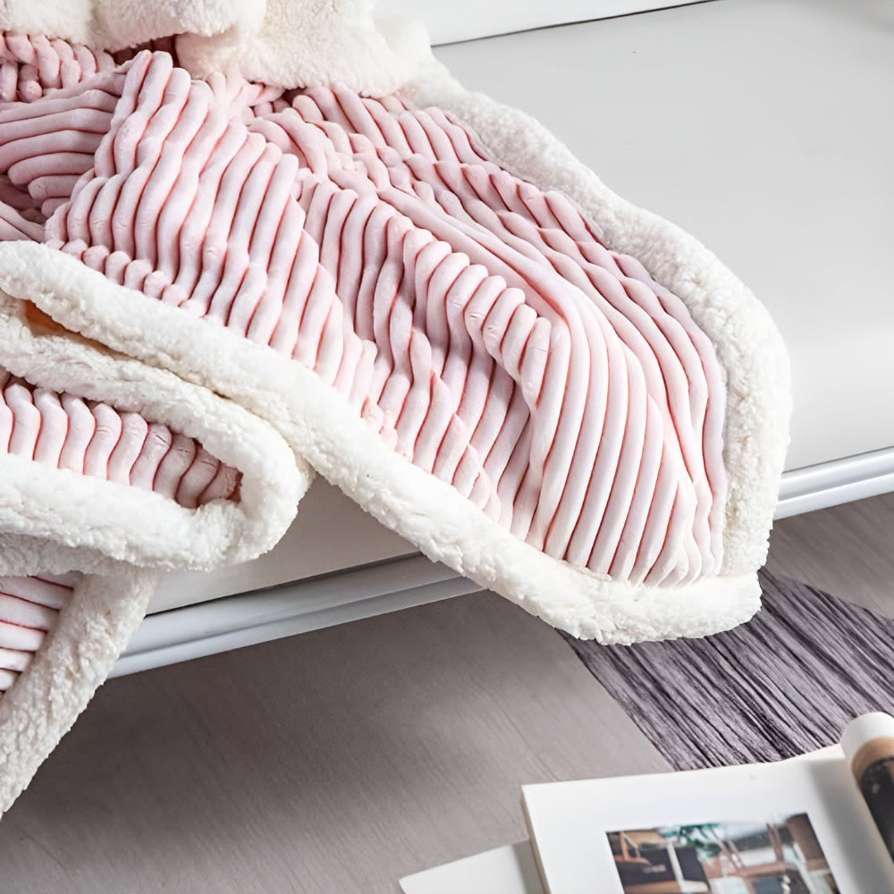 Dubbelzijdige Sherpa Plaid Gestreept met Fleece – Zacht Warm Dekbed voor Bank Bed Sofa Woonkamer en Lounge | Sulvida