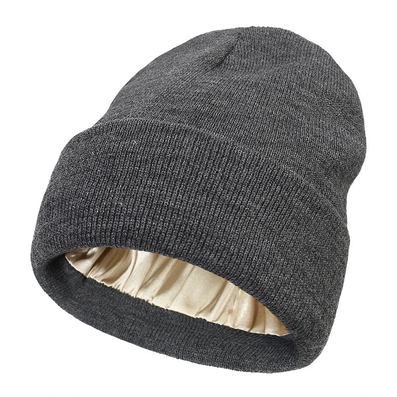 Satijnen Gevoerde Muts met Haarbescherming voor Dames – Warme Winterbeanie met Zachte Satijnen Voering | Sulvida