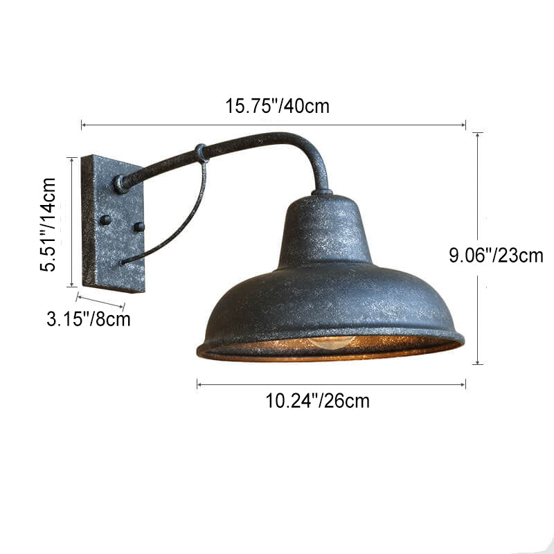 Metalen wandlamp buiten vintage zwart waterdicht 26 cm industrieel sfeerlicht gevellamp tuin terras balkon | Sulvida