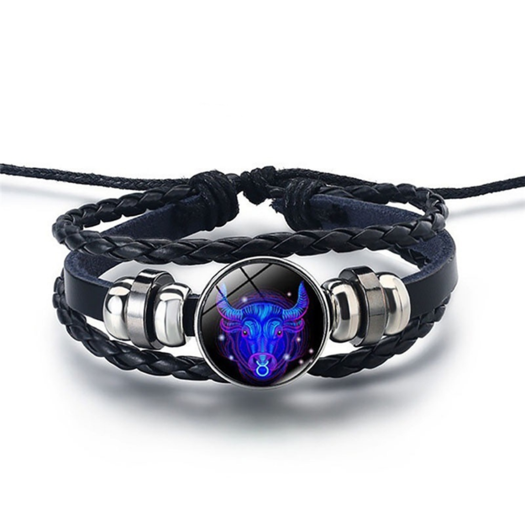 Verstelbare Leren Armband met Blauwe Steenprint Symbool Elegantie Dagelijks Gouden Slot Unisex Sieraad | Sulvida