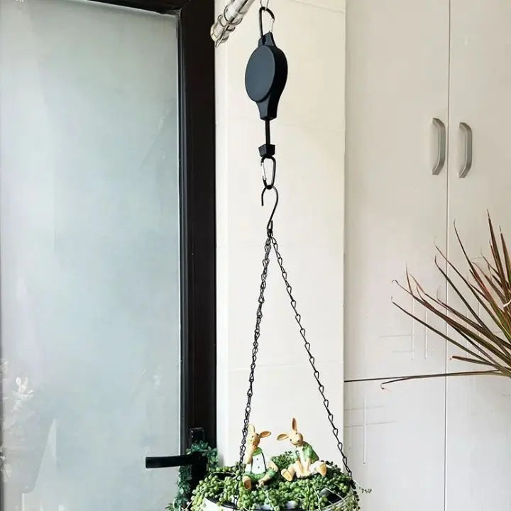 Verstelbaar hangset voor planten 90cm koord kunststof en staal katrol zwart wit binnenophangsysteem plantenhanger | Sulvida