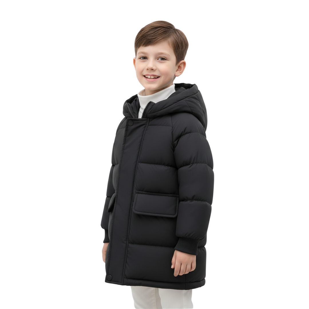 Gewatteerde Kinderwinterjas Lange Pufferjas Jongens Meisjes Warm met Capuchon Polyester Winterkleding Outdoorjas | Sulvida