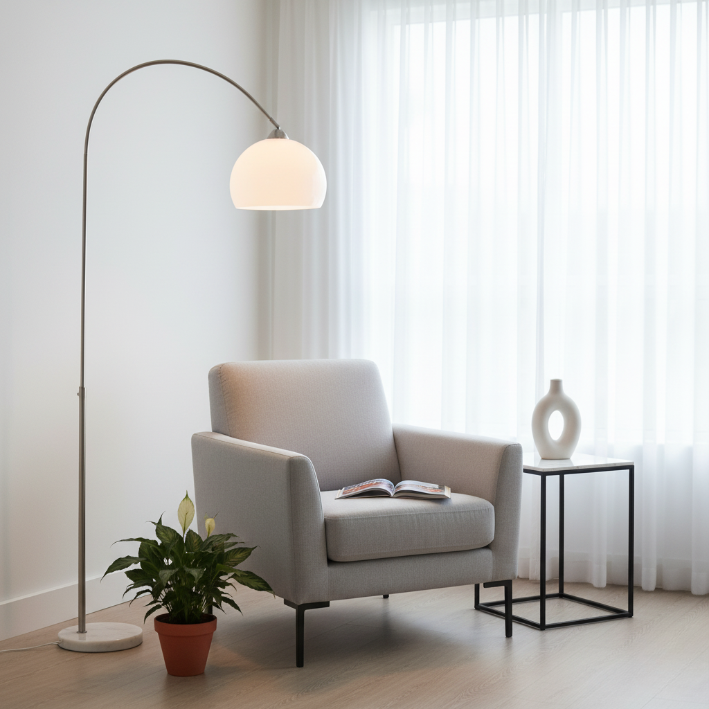 Staande Boogvormige Vloerlamp 180cm Metaal Marmer Koepelkap E27 Warm Licht Woonkamer Leeshoek Sfeervol | Sulvida