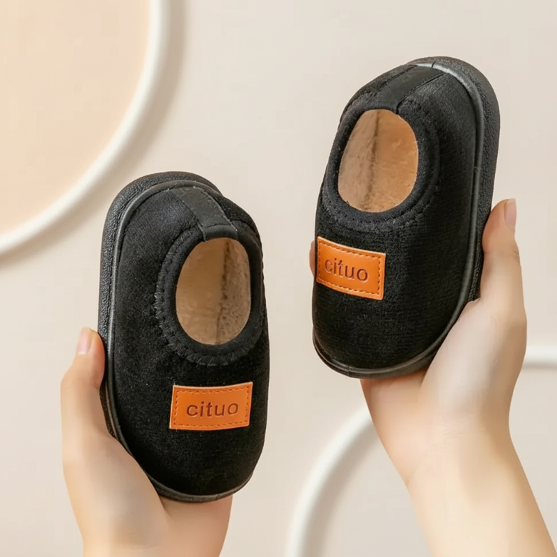 Chaussons d’hiver pour enfants doublés en polaire, avec semelle antidérapante, chauds et doux, rose, vert, marron, 12-18 mois, chaussures pour bébé | Sulvida