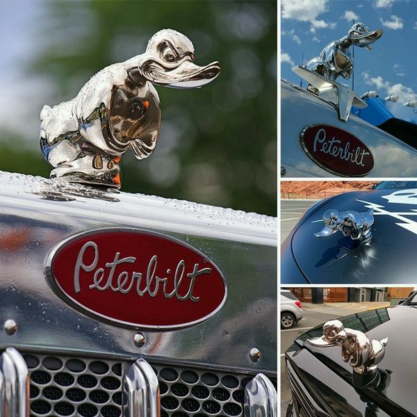 Chromen Eendfiguur Ornament Zwart Rubber Zilver Auto-emblemen Motorkapfiguur Decoratief Accessoire Automotive | Sulvida