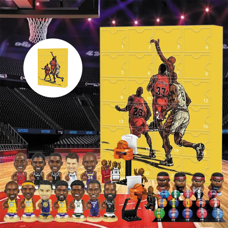 Calendrier de l’Avent de basketball avec 24 surprises, collection d’ornements et de souvenirs sur le thème de la NBA pour les fêtes | Sulvida