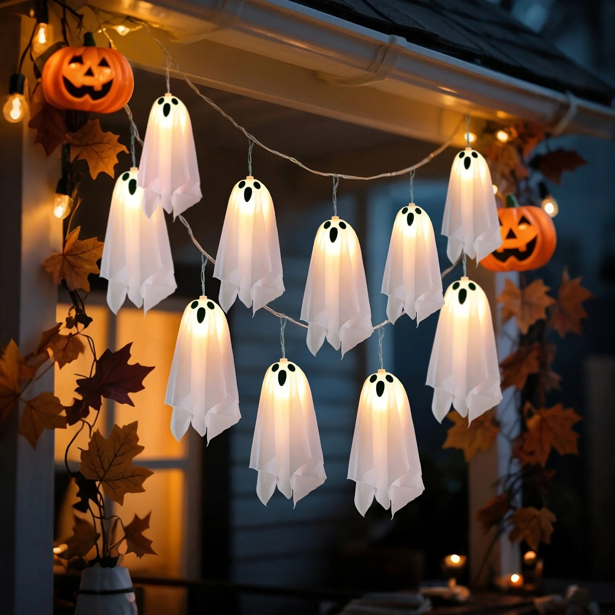 Spookjes Lichtsnoer LED met Zwevende Spoken – Griezelige Sfeerverlichting Halloween Decoratie Tuin Interieur | Sulvida