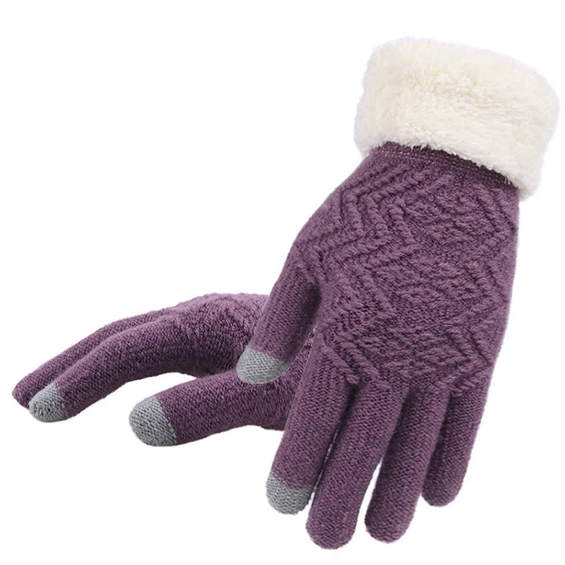 Gebreide Touchscreen Handschoenen met Pluche Voering – Warm Winddicht Winteraccessoire voor Herfst Winter | Sulvida