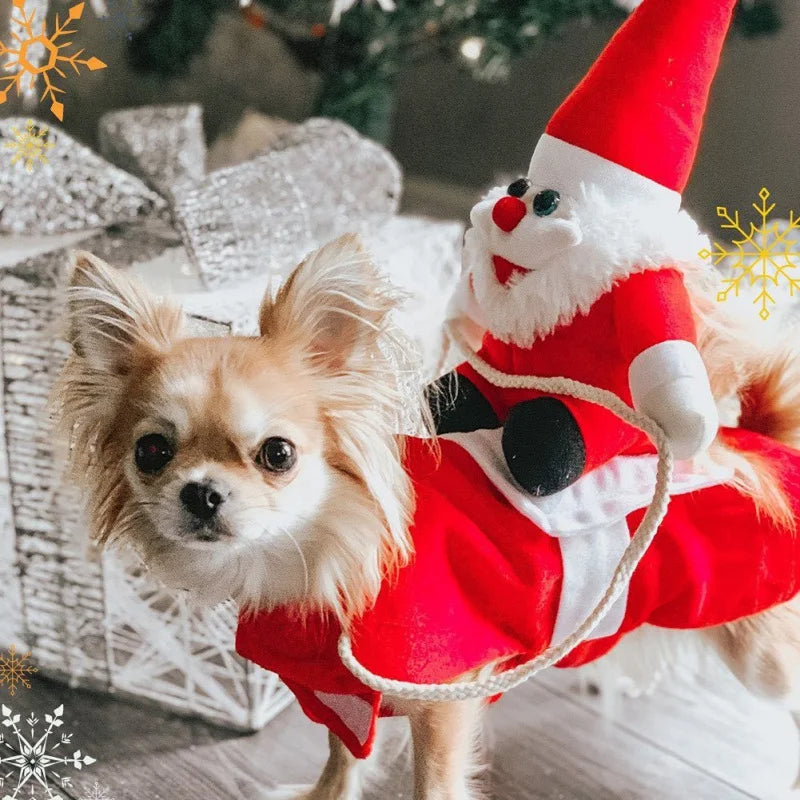 Kerst Hondenkostuum met Kerstman Opdruk – Grappig Feestkostuum voor Honden en Katten – Huisdier Kerstkleding | Sulvida
