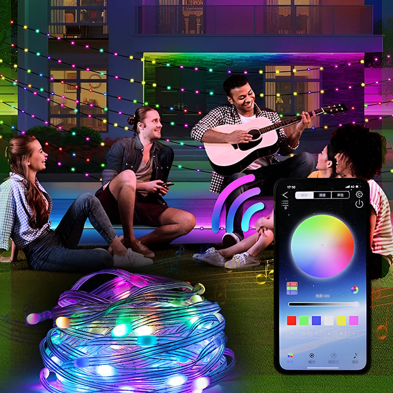 LED Lichtsnoer met Afstandsbediening en Muziekfunctie 5m 10m 20m Multicolor RGB Sfeerverlichting voor Binnen Buiten | Sulvida