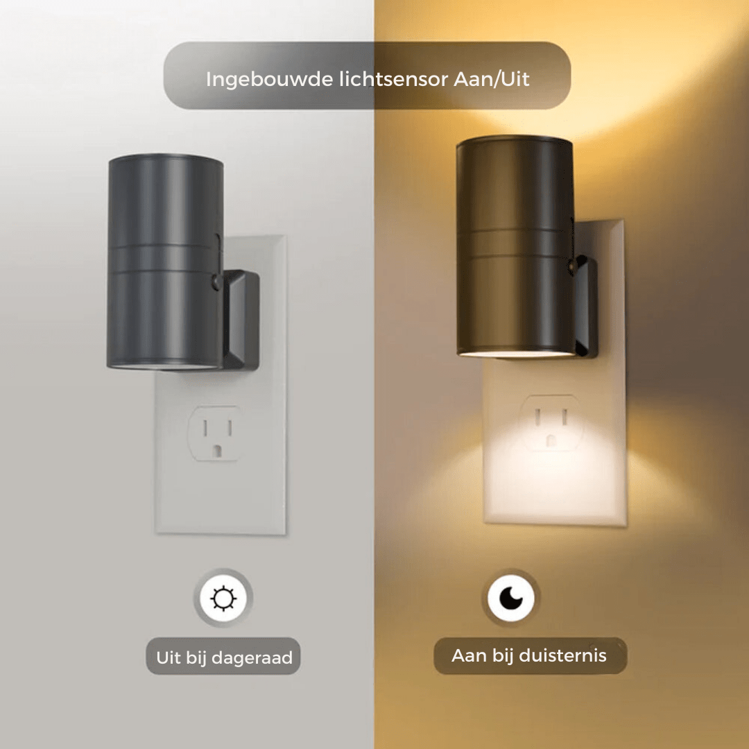 LED Stekkerlamp met Sensor – Moderne Wandverlichting met Automatische Schemer- en Daglichtsensor voor Gang | Sulvida
