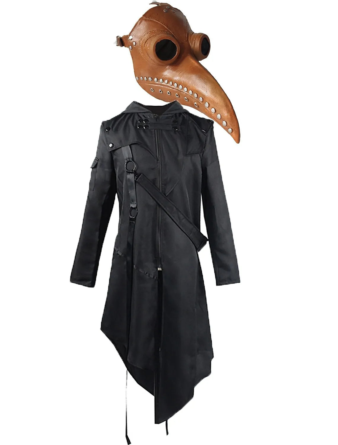 Gothische Lange Jas met Split Rugpand Middeleeuwse Stijl Zwart Leer Heren Cosplay Kostuum Feest Gothic | Sulvida