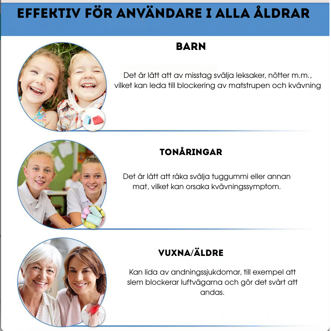 Kit anti-étouffement avec dispositif d’aide à la respiration pour enfants et adultes - premiers secours en cas d’étouffement - Sulvida