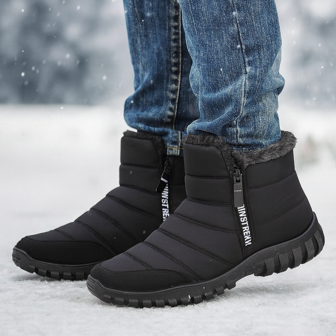 Waterdichte Herenlaarzen Winter Rits Warm Voering Antislip Zool Sneeuwlaarzen Hoog Schaap Outdoor Wandelen | Sulvida