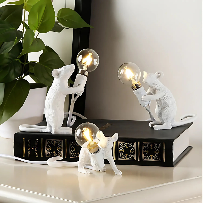 Decoratieve Muislamp Hars met LED Kunstzinnig Figuur Tafel Nachtkastje Lamp Goud Wit Design Woonkamer Slaapkamer | Sulvida