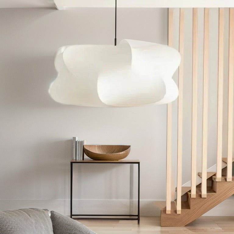 Zijden hanglamp met Japans geïnspireerd design LED warm wit licht voor woonkamer eetkamer salon modern interieur | Sulvida