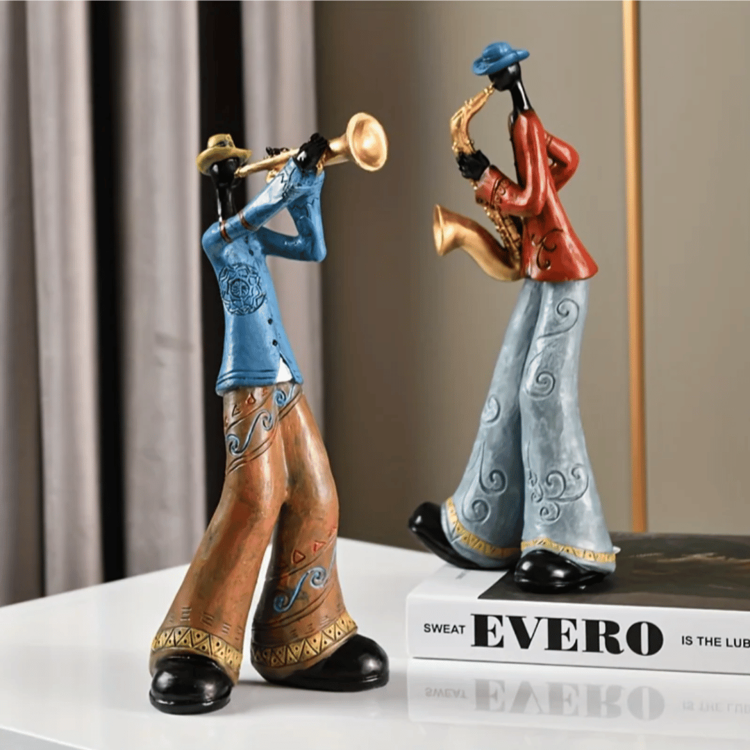 Set van 5 Decoratieve Jazzband Figuren Handgemaakte Collectie Veelkleurig Abstract Orkest Muzikanten | Sulvida