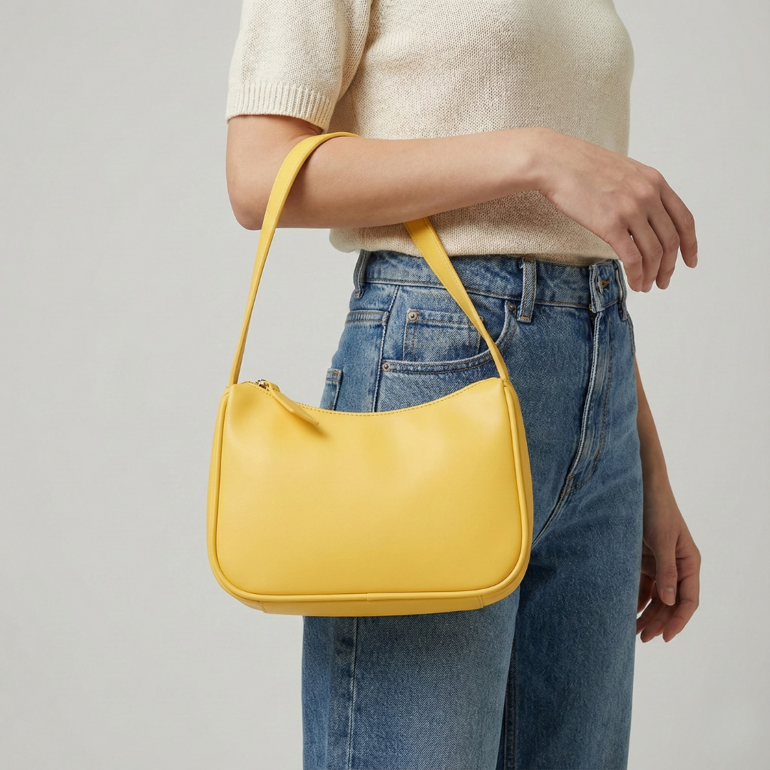 Petit sac baguette à bandoulière en similicuir, compact et élégant, sac à bandoulière pour femme avec fermeture éclair, sac de journée chic et décontracté | Sulvida