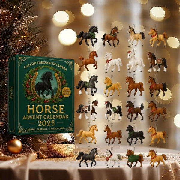 Adventskalender met 24 Handbeschilderde Paardenfiguren – Unieke Miniaturen voor Kerst Paardenliefhebbers | Sulvida
