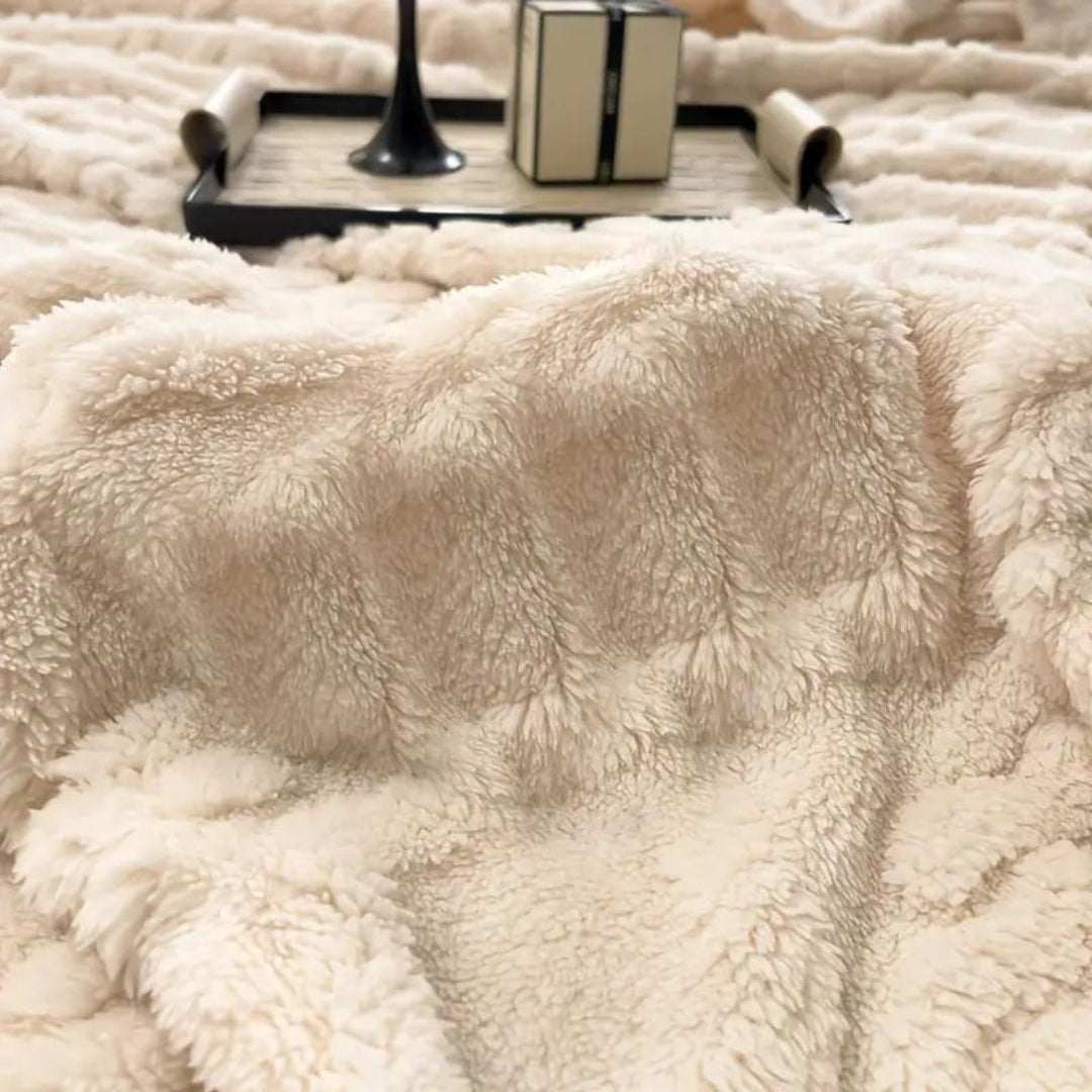 3D Fleece Plaid met Luxe Structuur Zachte Deken voor Bed Bank Woonkamer Wol-Effect Textuur Decoratief Slaapkamer | Sulvida