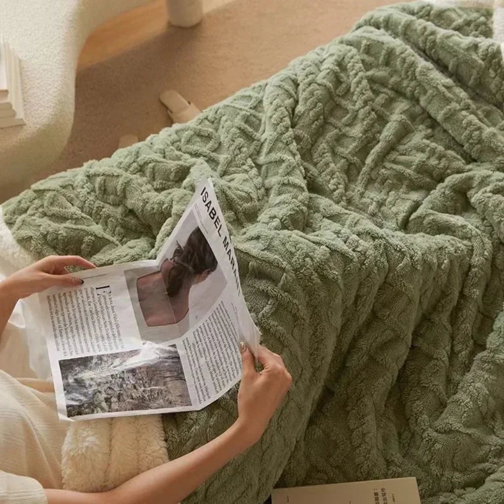 Dikke Winterdeken Polyester Zacht Warm Plaid voor Bank Bed Woonkamer Slaapkamer Groen Beige Blauw Wit Zwart | Sulvida