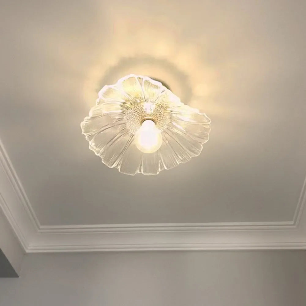 Glazen Hanglamp Bloem met Messing Details Plafondlamp Eetkamer Slaapkamer Woonkamer Retro Verlichting | Sulvida