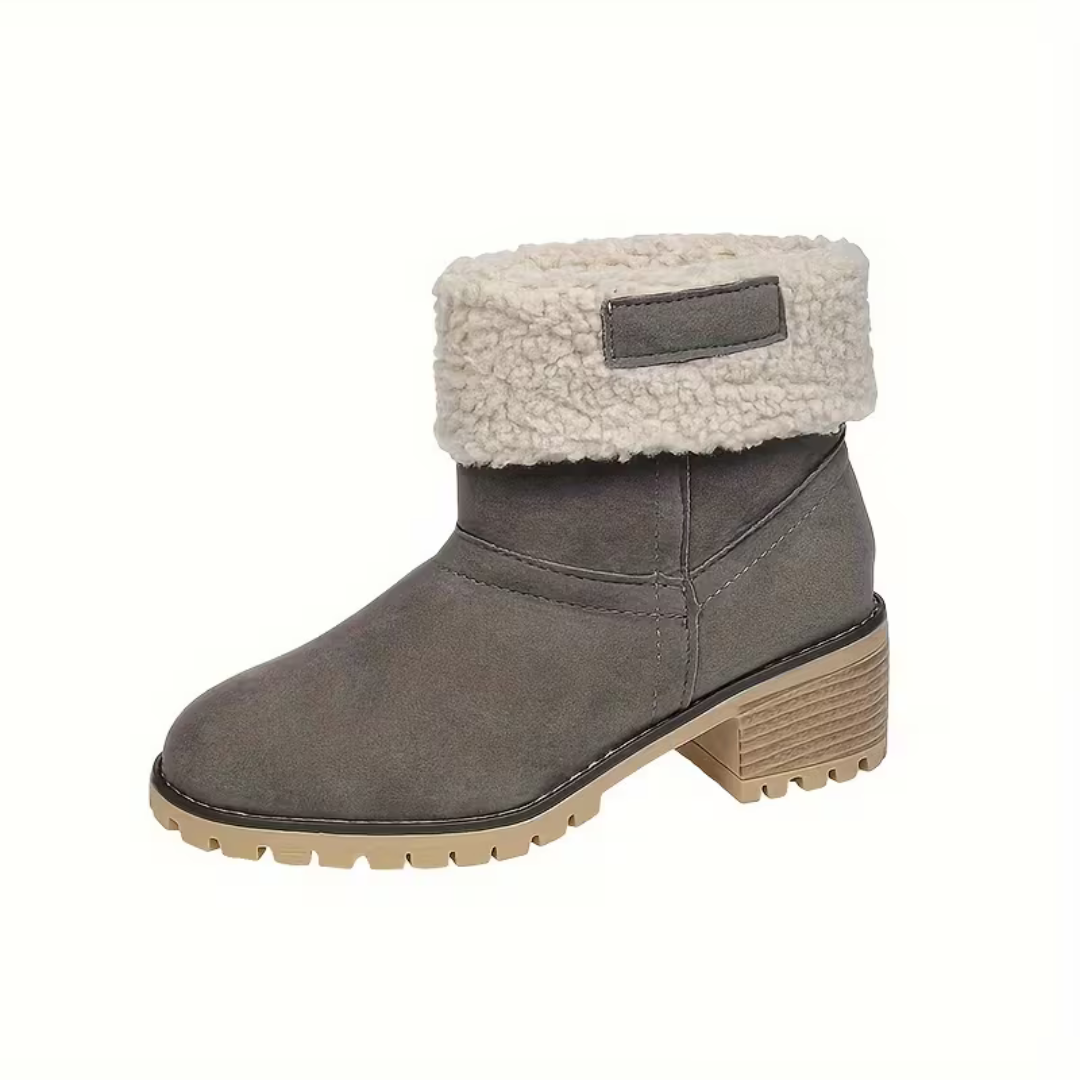 Gevoerde Winterlaarzen Dames Enkellaars Blokkhak Antislip Suède-Look Wandelen Warme Winterschoenen Outdoor | Sulvida