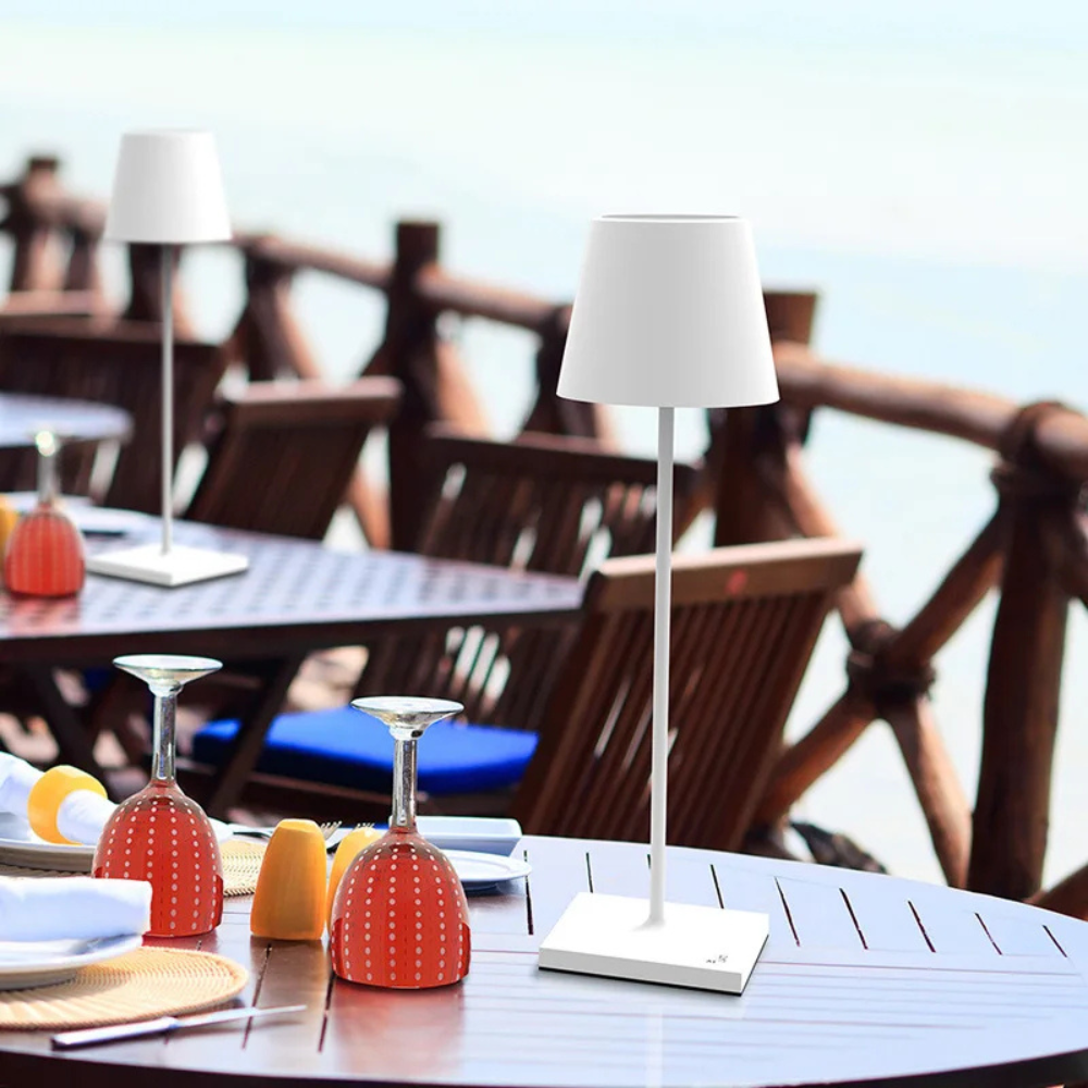 Draadloze Oplaadbare Tafellamp Dimbaar Touch 38cm Metaal LED Sfeerlamp Cordless Binnen Buiten Terras | Sulvida