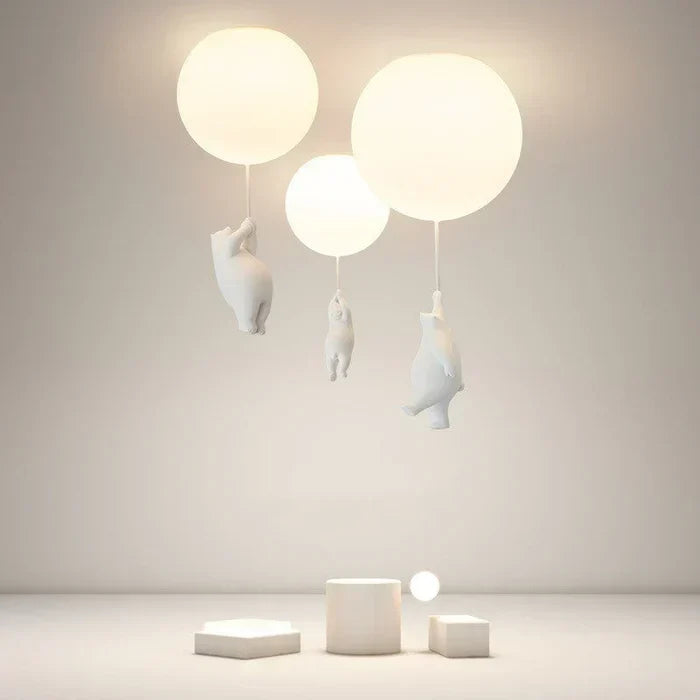 Kinder Plafondlamp met Beermotief en Ballon – Speelse Verlichting voor Kinderkamer en Babykamer | Sulvida