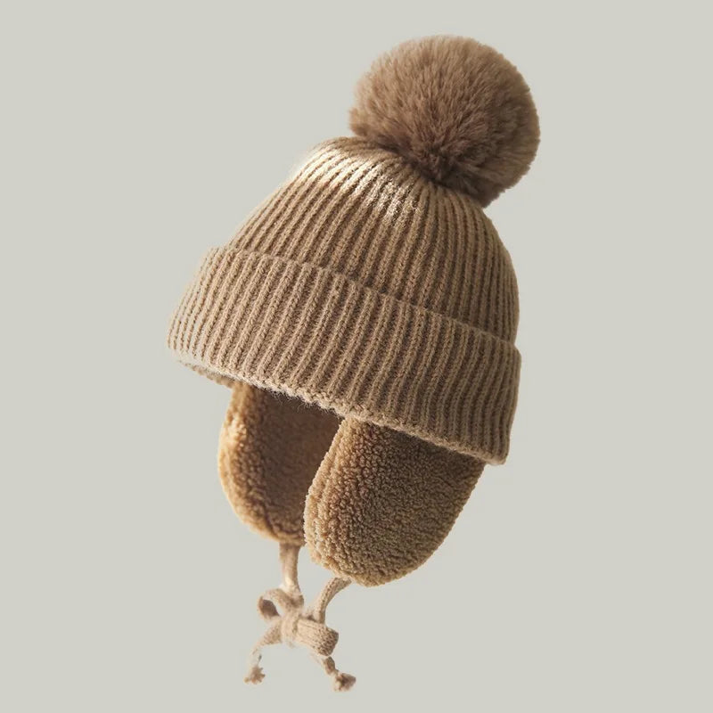 Gebreide kindermuts met oorflappen – warme winterbeanie voor peuters en kinderen 2-8 jaar – zachte muts | Sulvida