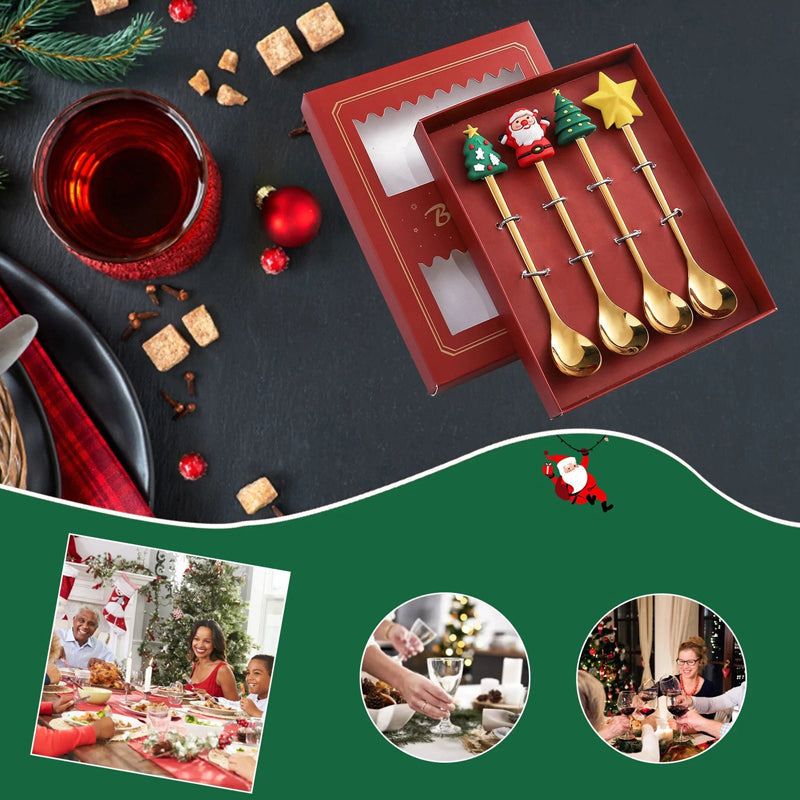 Feestelijk Bestek Set met Kerstthema Roestvrijstalen Vork Lepel Mes Tafelbestek Kerstdiner Decoratie | Sulvida