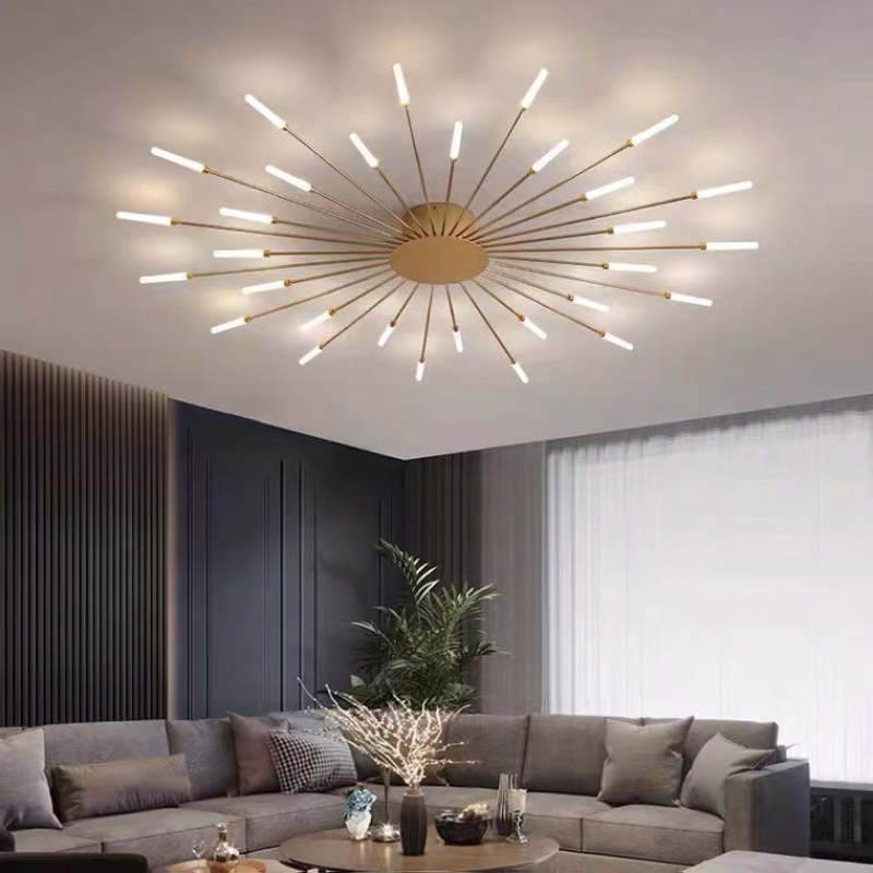 Plafondlamp vuurwerk-design zwart goud LED metaal acryl flush mount woonkamer slaapkamer modern luxe | Sulvida