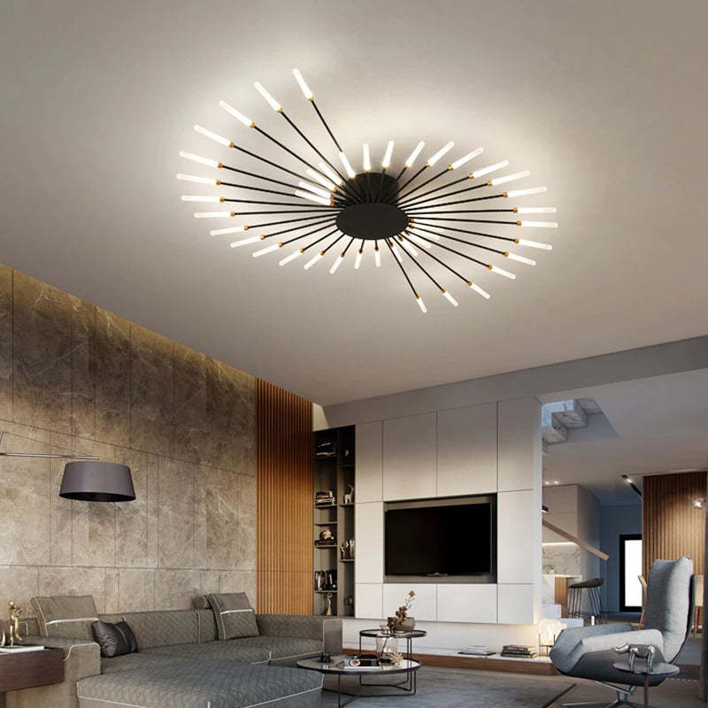 Plafondinbouwlamp LED Metaal Vuurwerkdesign Zwart Goud Woonkamer Slaapkamer Eetkamer Modern Industrieel | Sulvida