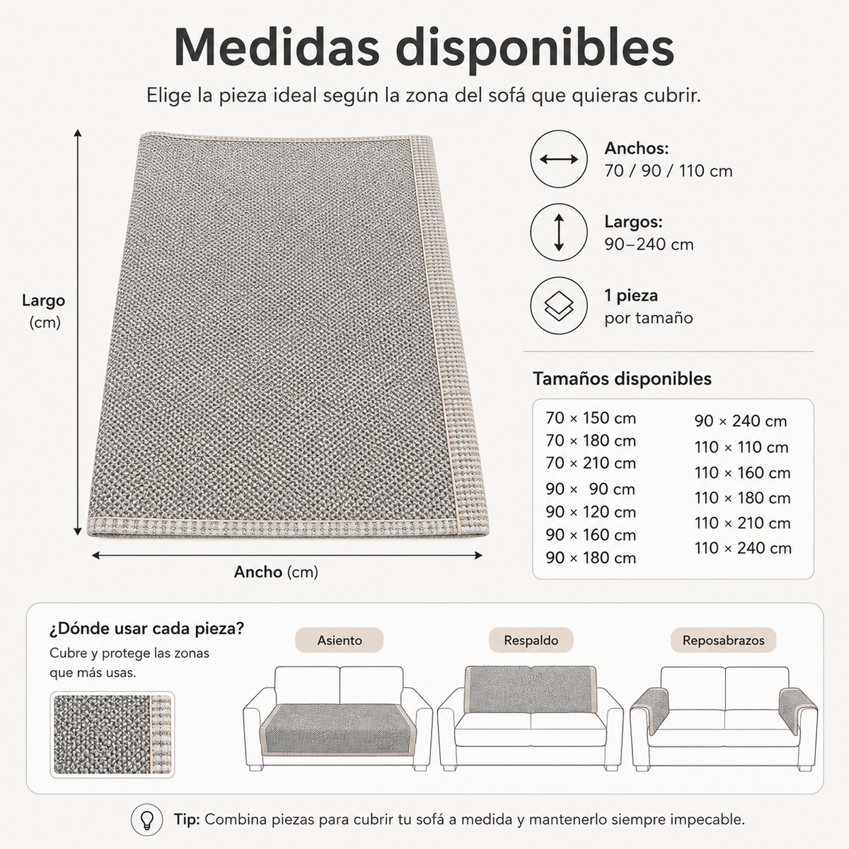 Modulaire Bankhoes Katoen-Linnen Mix | Antislip Acolchado Bankovertrek voor Zitbank Lounge & Hoekbank | Sulvida