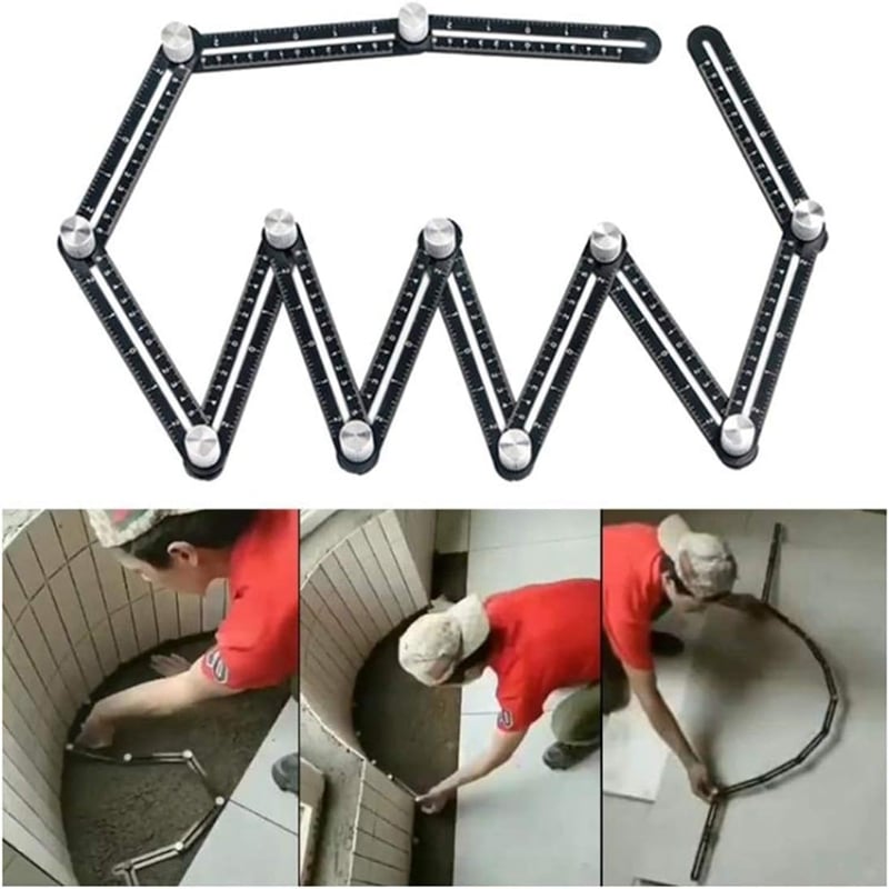 Outil universel de mesure d’angles à 12 branches, instrument de mesure flexible pour carrelage, bois, sols stratifiés et travaux manuels | Sulvida