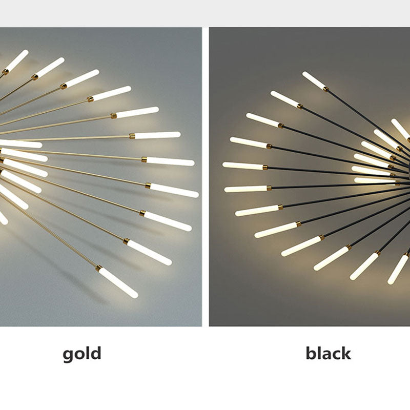 LED Plafondlamp Vuurwerk Metaal Acryl Zwart Goud Dimbaar Modern Design Woonkamer Slaapkamer Eetkamer Decoratief | Sulvida