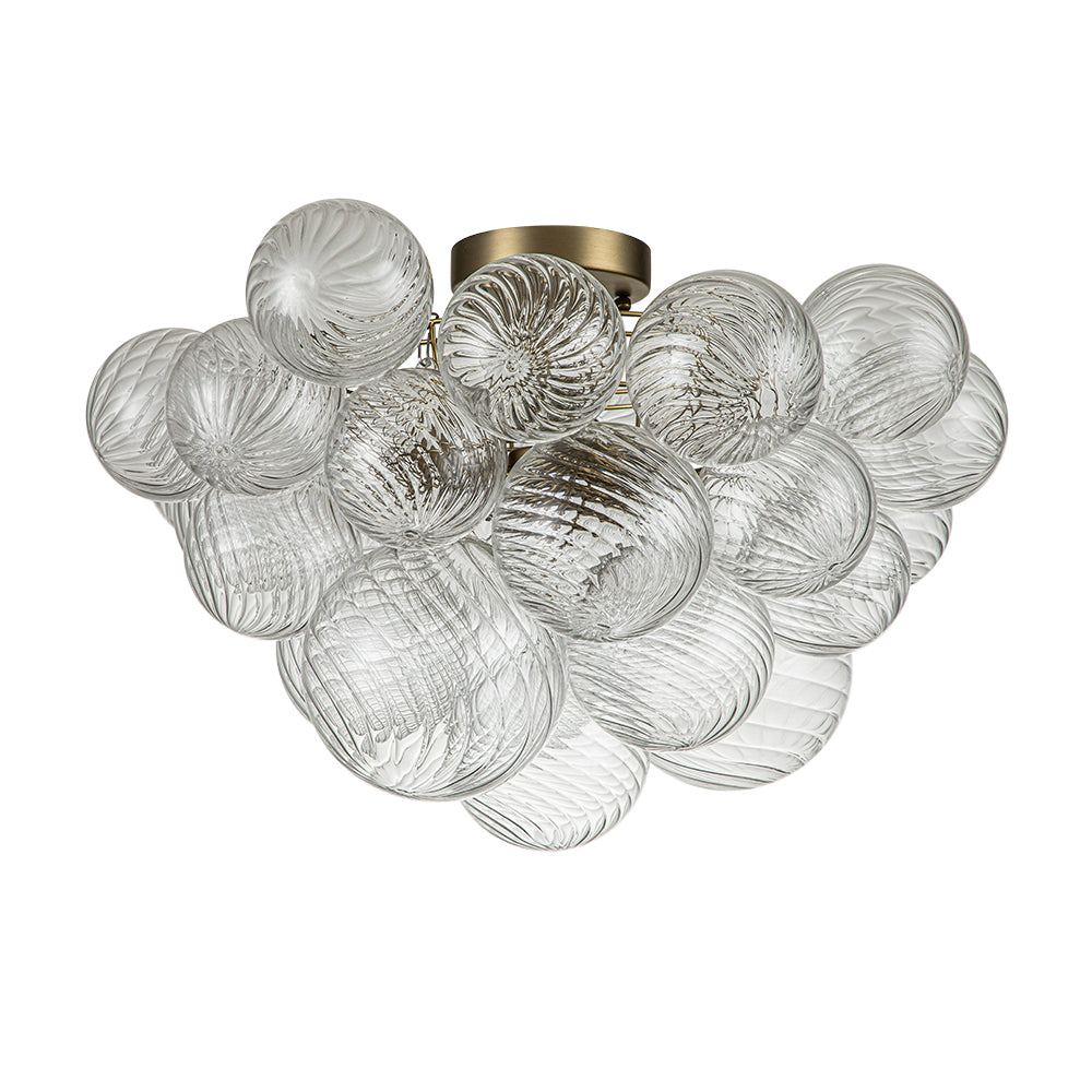 Glazen Plafondbel Kroonluchter Goudkleurig 3-Lichts Ribbel Bubble Plafondlamp Moderne Woonkamer Slaapkamer | Sulvida