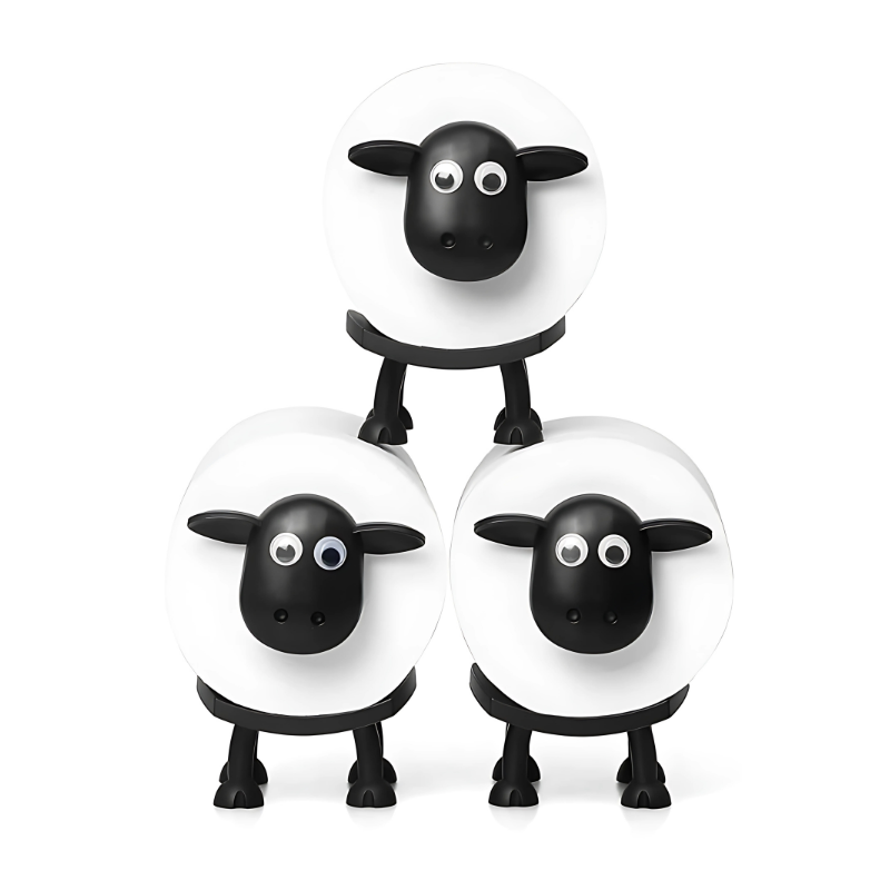 Decoratieve toiletpapierhouder schaap ABS kunststof wit grijs 3-delig set badkamer wc-organisatie toilet | Sulvida