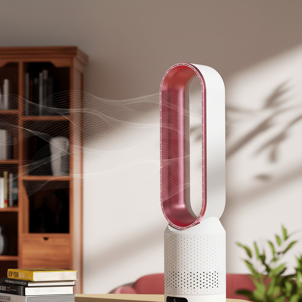Torenventilator Bladloos 90° Oscillatie 6 Snelheden Luchtzuivering Stil 56 cm Slaapkamer Kantoor Woonkamer | Sulvida