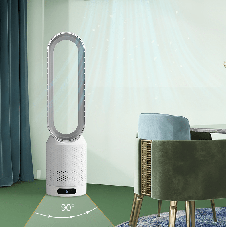 Torenventilator Bladloos 90° Oscillatie 6 Snelheden Luchtzuivering Stil 56 cm Slaapkamer Kantoor Woonkamer | Sulvida