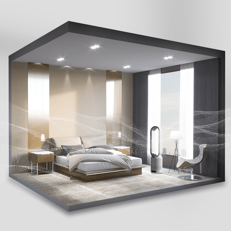Torenventilator Bladloos 90° Oscillatie 6 Snelheden Luchtzuivering Stil 56 cm Slaapkamer Kantoor Woonkamer | Sulvida